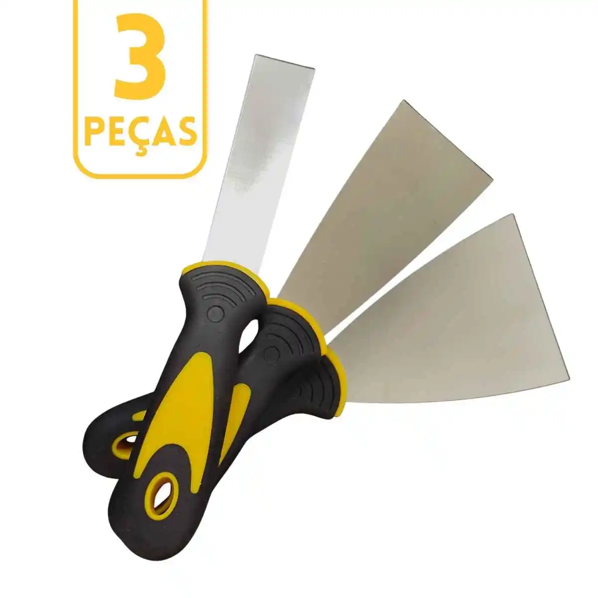 Kit Espátula de Aço Polido Profissional Multiuso Para Massa Gesso e Outros