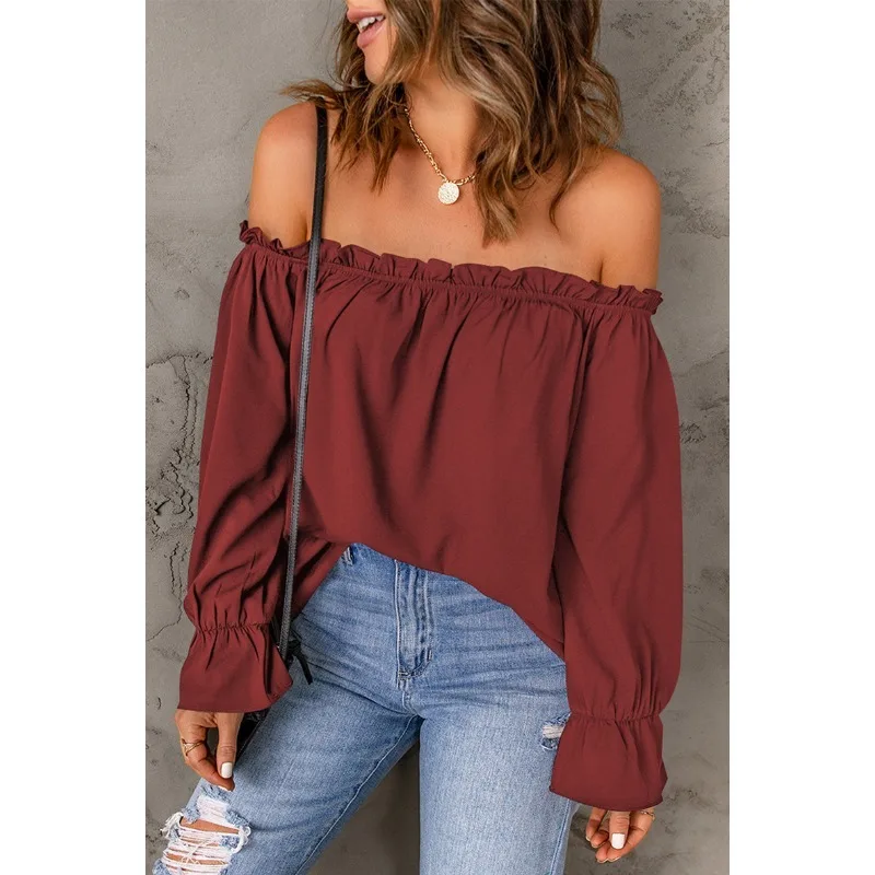 

2025 Winter Autumn Fashion Womens Tops Plus Size Solid Color Pullover Sexy T Shirt Clothing Casual Wear