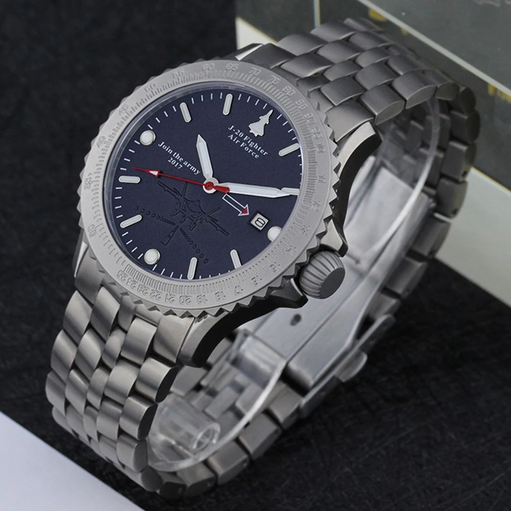 Titanium Military Watches Men Pilot Automatic Mechanical Wristwatches 100M Diver Luminous Sapphire Army Watches 42mm Air Force