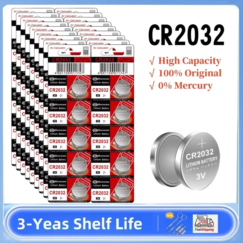 

10-100PCS CR2032 Lithium Coin Battery 210mAh Ultra High Capacity with Powerful 3V Output for tv remote,car fob,Calculators etc