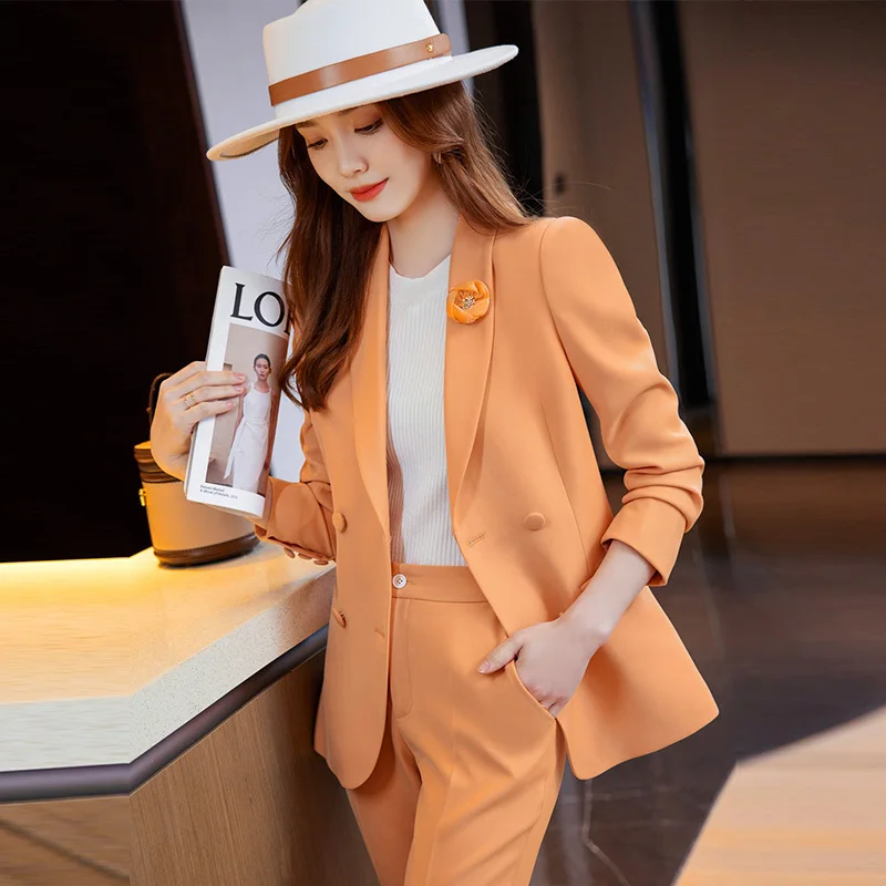 Women Formal Business Suits Autumn Winter with Pants and Jackets Coat Long Sleeve Professional OL Styles Pantsuits Trousers Set