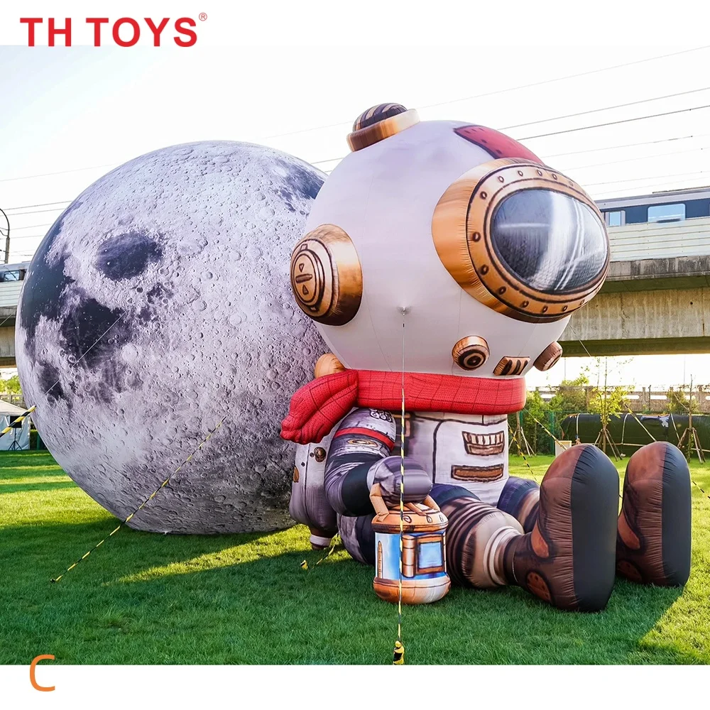 Spedizione aerea rapida a domicilio, astronauta gonfiabile con palloncino a forma di luna, illuminazione a LED, modello di astronauta gonfiabile