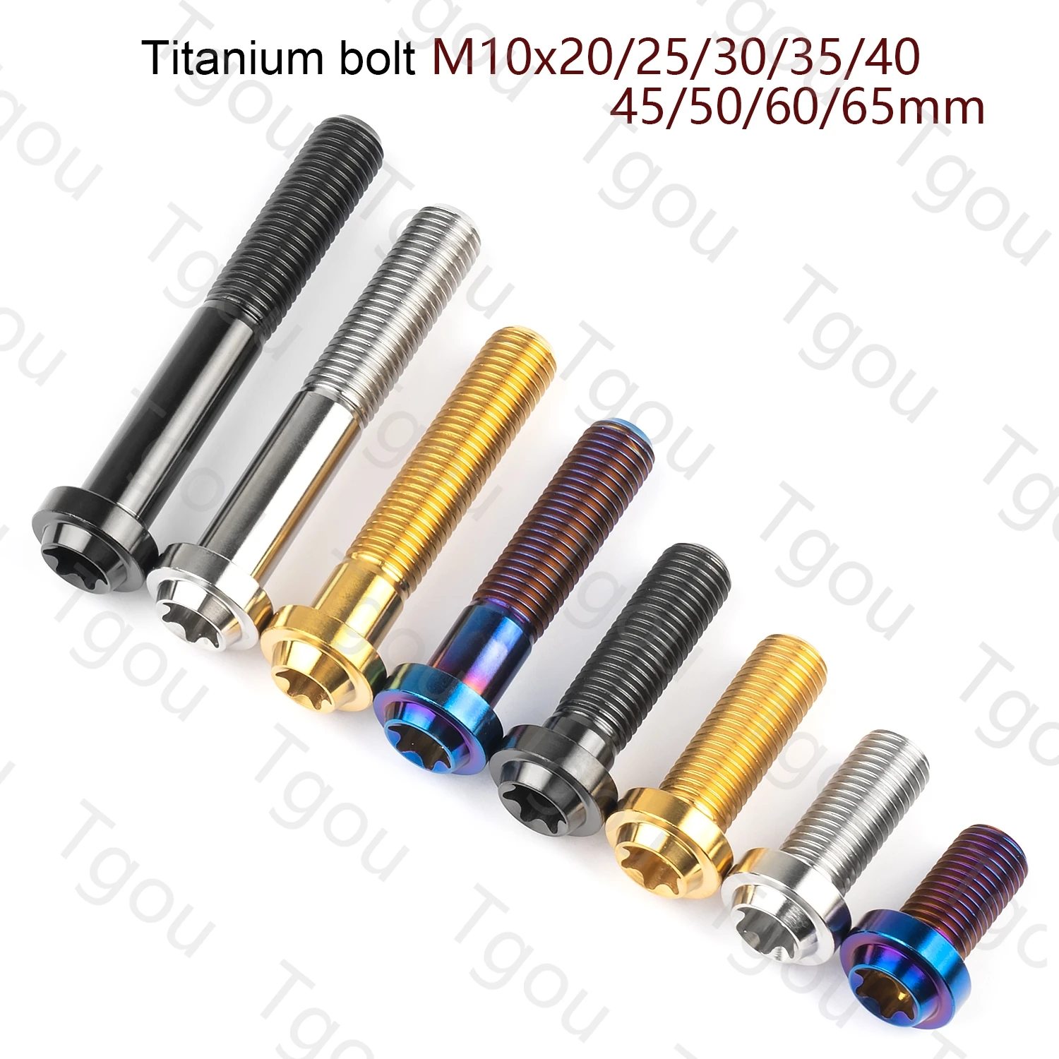 Tgou Titanium Bolt M10x20 25 30 35 40 45 50 60 65mm 1.25/1.5 Pitch Plummer Head  Torx T45  for Motorcycle Car