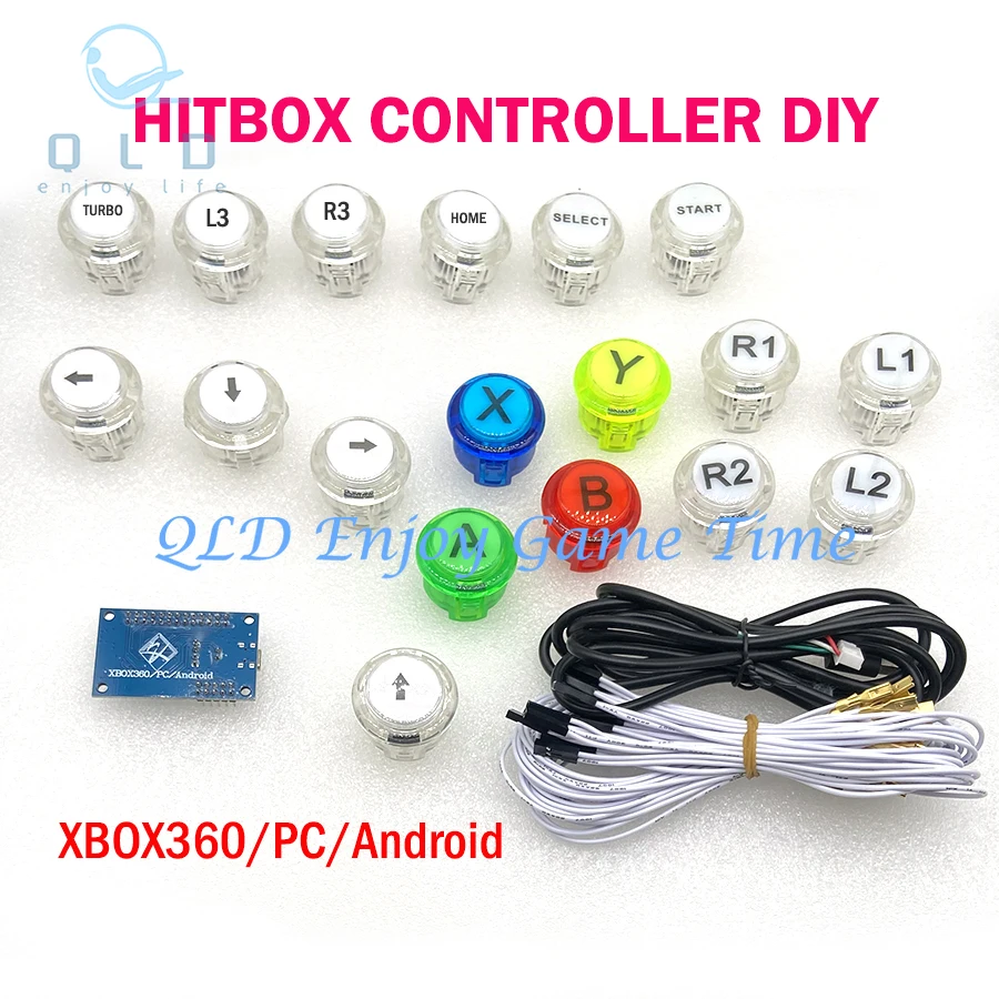 Hitbox Zero Delay Arcade Game Encoder Kit, DIY PC, PS, Raspberry Pi, Mame Fighting Games, All Push Button Set with Wire