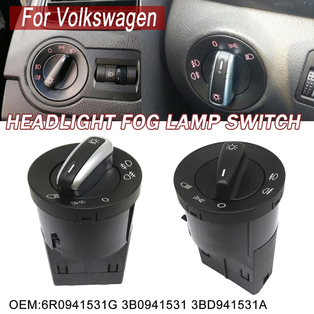 1Pcs Newest Headlight Control Switch Fog Light Knob 1C0941531 1C0941531A For VW Bora Golf 4 POLO 9n Beetle PASSAT B5 1998 - 2004