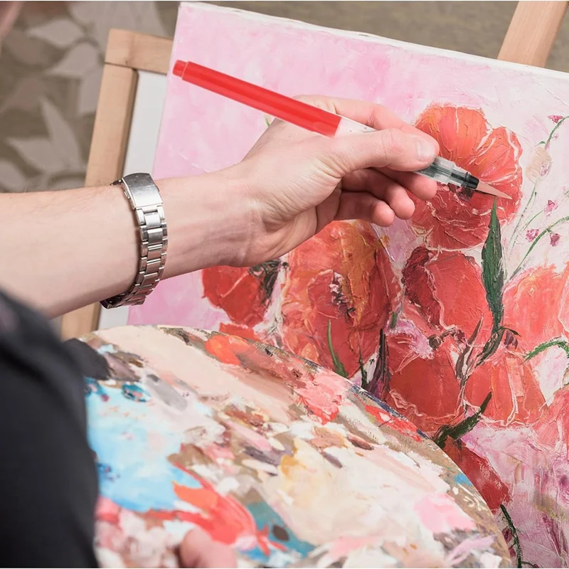 أقلام فرشاة مائية بأطراف متنوعة ، أقلام فرشاة مائية قابلة لإعادة الملء ، طلاء بأحجام مختلفة ، 12 روض