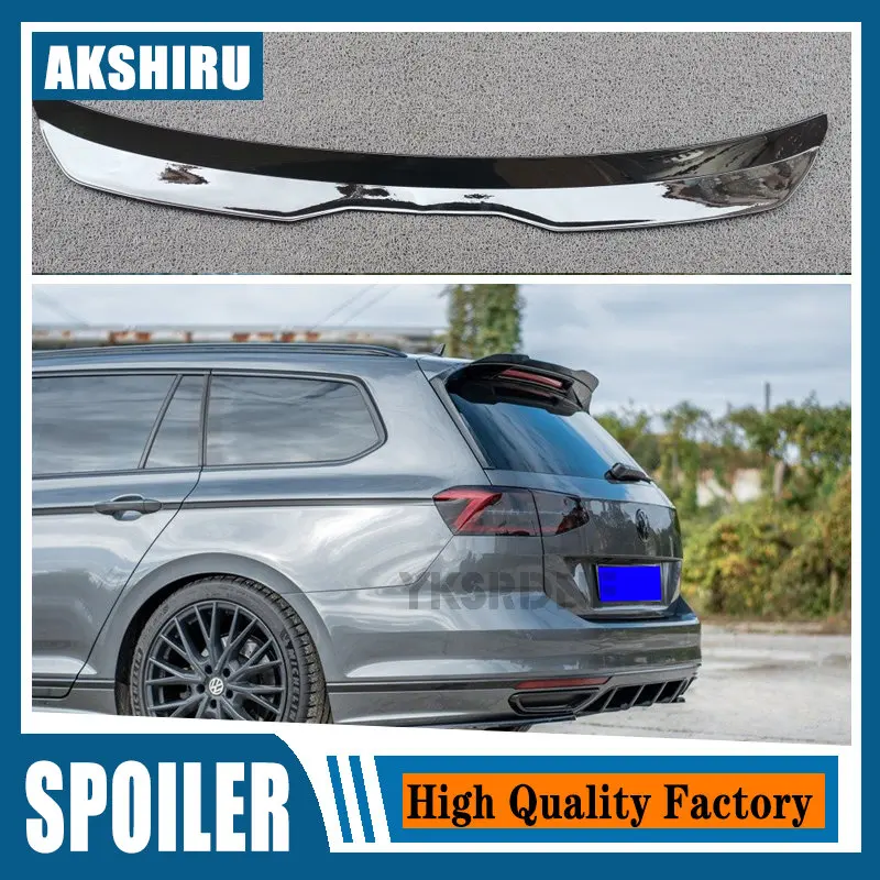 REAR WING For Volkswagen VW Passat B8 Estate 2015 + Gloss Roof Spoiler Extension ABS Car REAR WING SPOILER For PASSAT R-LINE B8