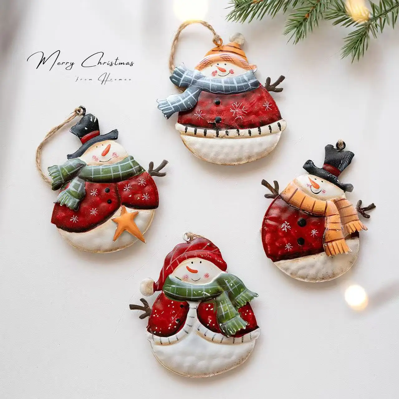 2025 Iron Christmas Snowman Ornaments for Home Shop Decorations Cute Kawaii Elf Pendants for Xmas Tree Decors Gifts Natal