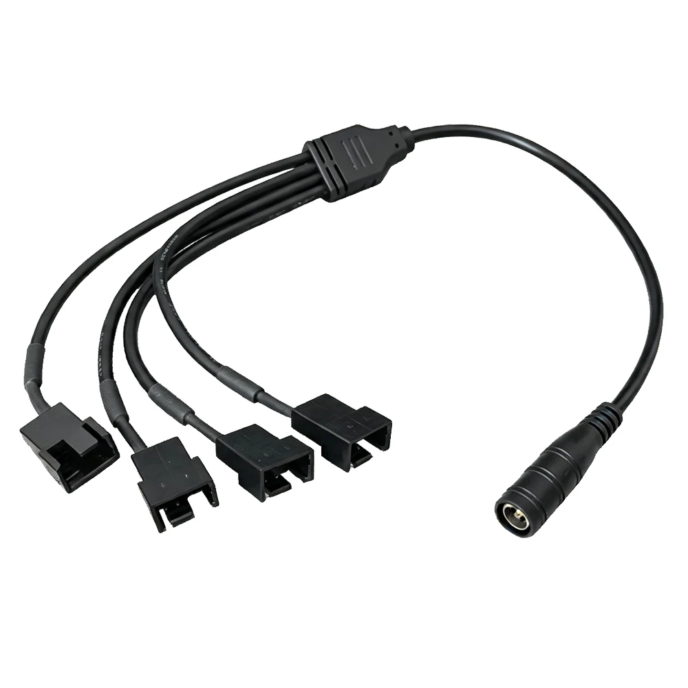 PC Case Fan Power Cable DC5.5x2.1 To 4‑Pin PWM 1 to 3/4 Power Supply Adapter 2464 PVC Wire Connector 20AWG 1-10PCS