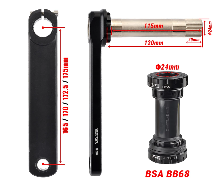 GOLDIX Rennrad-Kurbelgarnitur, 165/170/172,5/175 mm Länge, Aluminiumlegierung, geschmiedete Fahrradkurbel, Doppelkettenblatt, 50–34 Zähne/52–36 Zähne/53–39 Zähne – Detail 3
