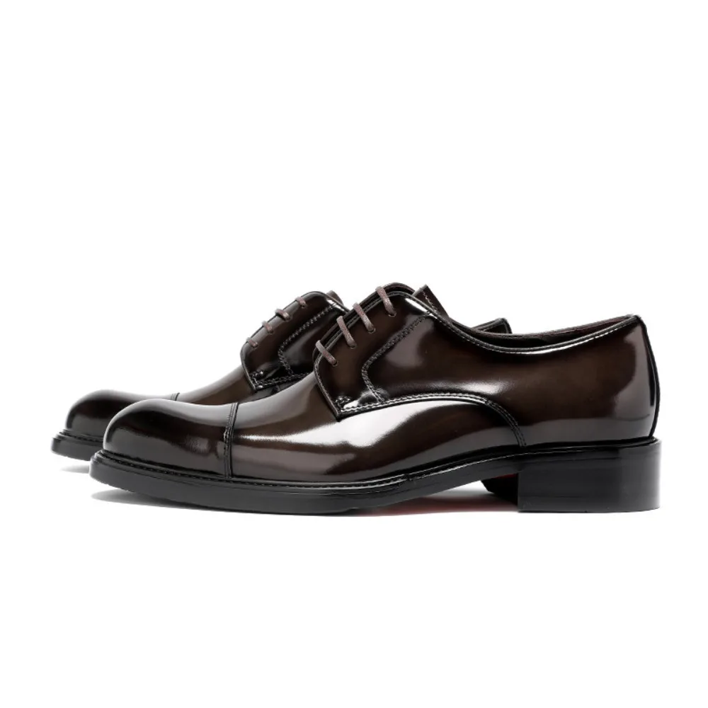 

Men's Premium Shined Cap Toe Oxfords Genuine Leather British Pointed Toe Derby Shoes Business Formal Groom Shoes for Summer