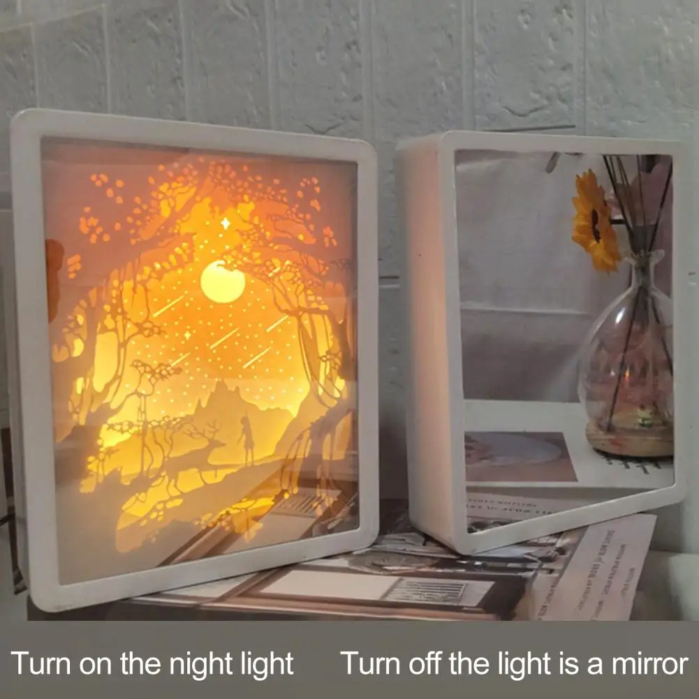 Nachttisch lampe wiederauf ladbare romantische mehr schicht ige Papier gravur Mehrzweck atmosphäre dekorieren warme 3D-Spiegelpapiers chnitzerei