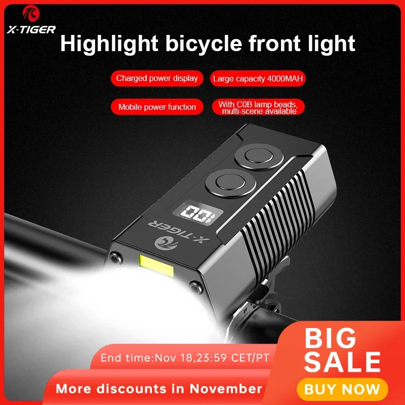 X-TIGER Outdoor Bicycle Light USB Charging LED Flashlight Rainproof Mountain Bike Front Lamp As Power Bank Bicycle Accessories