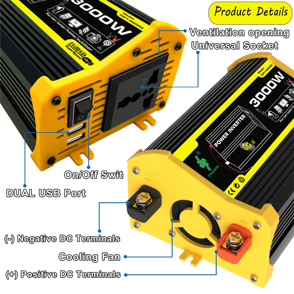 600W Car Converter Power Inverter 12v 110v 220v 230v Solar Voltage Inversor Charge Transformer DC  220 V 110 V 60Hz INVERT