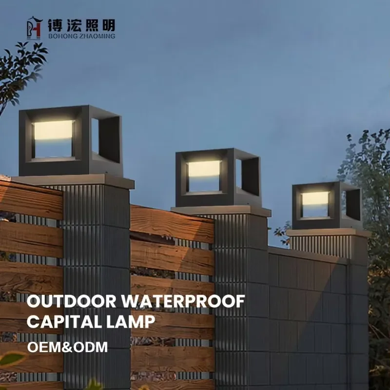 Outdoor Waterproof LED Solar Column Headlight Electric Garden Lighting for Villa Columns
