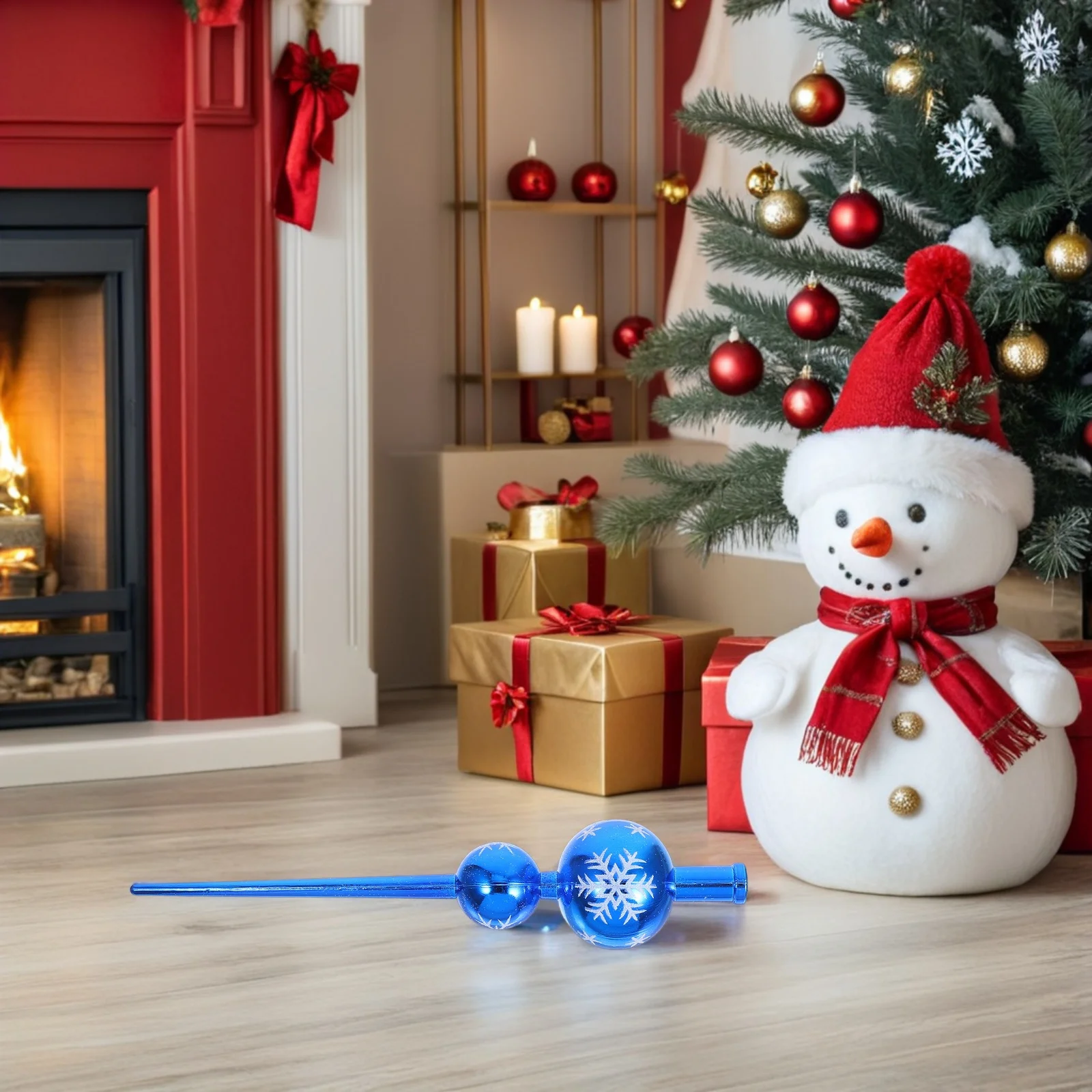 Gourd Shaped Christmas Tree Topper Hand Painted Plastic Ornament For Holiday Party Decor Globe Spherical Xmas Finial