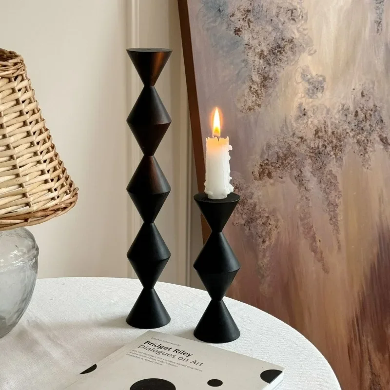 Wabi-sabi Japan Design Vintage Candle Holder Wood Handcrafted Candlestick for Home Decor Hospitality Wedding Luxury Accessories