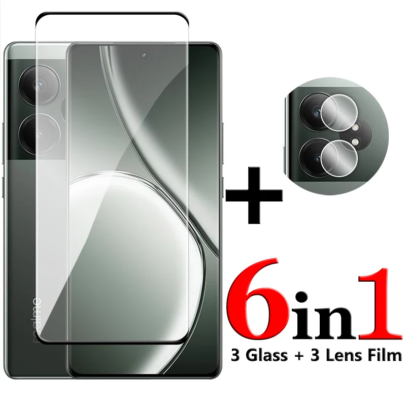 

6in1 For Realme GT 6T Glass For Realme GT 6T Tempered Glass 6.78 inch 3D Curved Full Cover Screen Protector For Realme GT 6T 5G