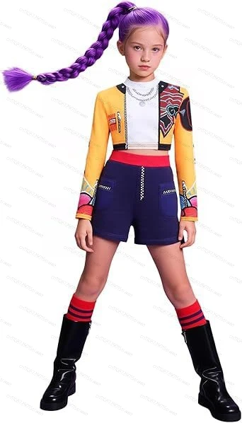 ชุดคอสเพลย์วงดนตรีเด็ก Rumi Zoey KPOP Demon Hunters ชุดแสดงการ์ตูน มีหลายขนาดให้เลือก