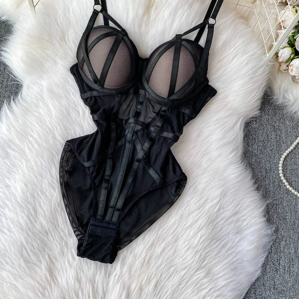 

MOYISU сексуальное боди Instagram Viral женское чистое и сексуальное прозрачное сетчатое Холтер пуш-ап подушечки летнее нижнее белье европейский стиль горячая распродажа SG