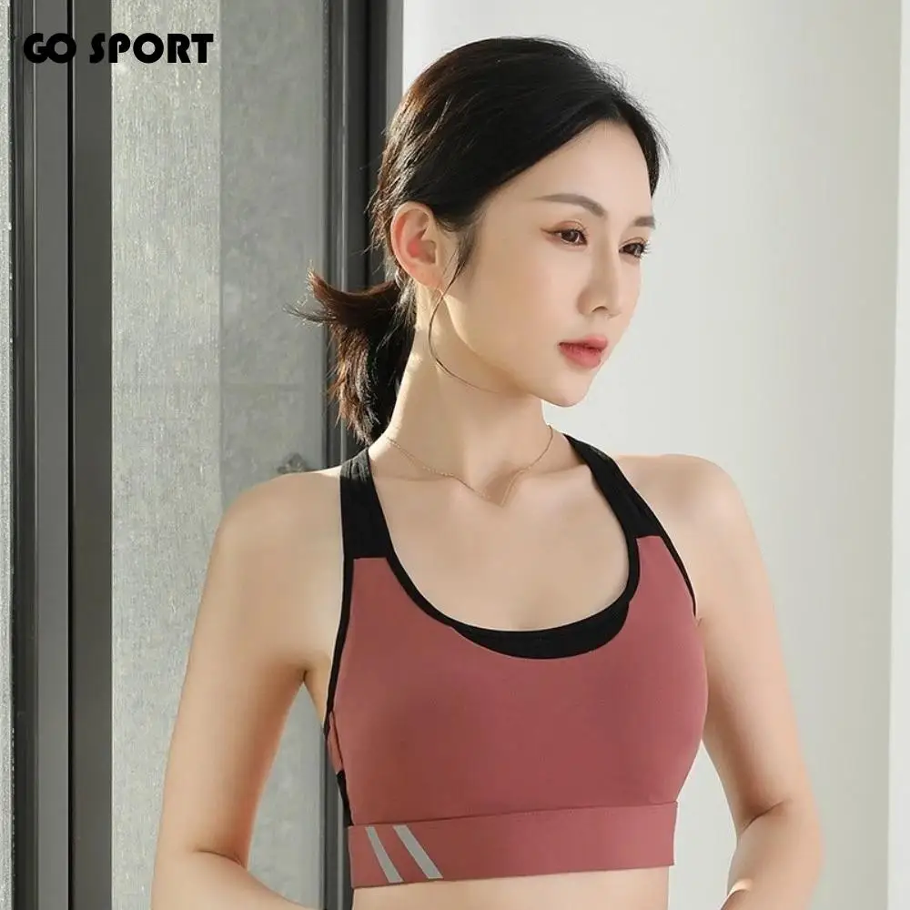 

Basic Shockproof Women Sports Bra Vest with Fixed Pads Brassiere Yoga Bra Adjust Lingerie Seamless Vest Running