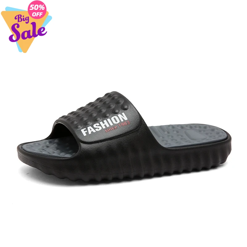 

Men Sport Style Slippers Summer Soft Sole Bathroom Anti-slip Outdoor Wear-resistant Beach Fashion Leisure Flat Home Shoes Couple