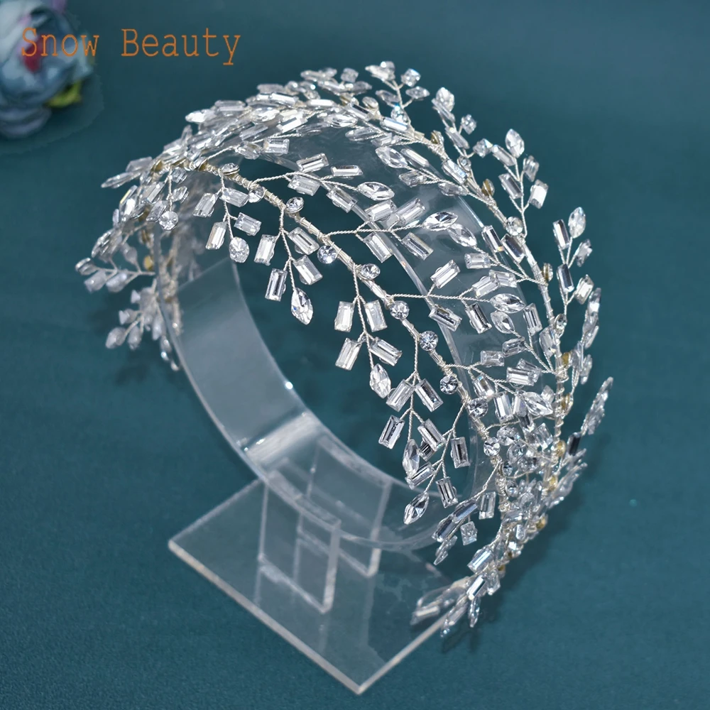 A507 Elegant Wedding Headwear Luxury Rhinestone Bridal Headpeice Crystal Women Headbands Silver Prom Party Girl Hair Jewelry