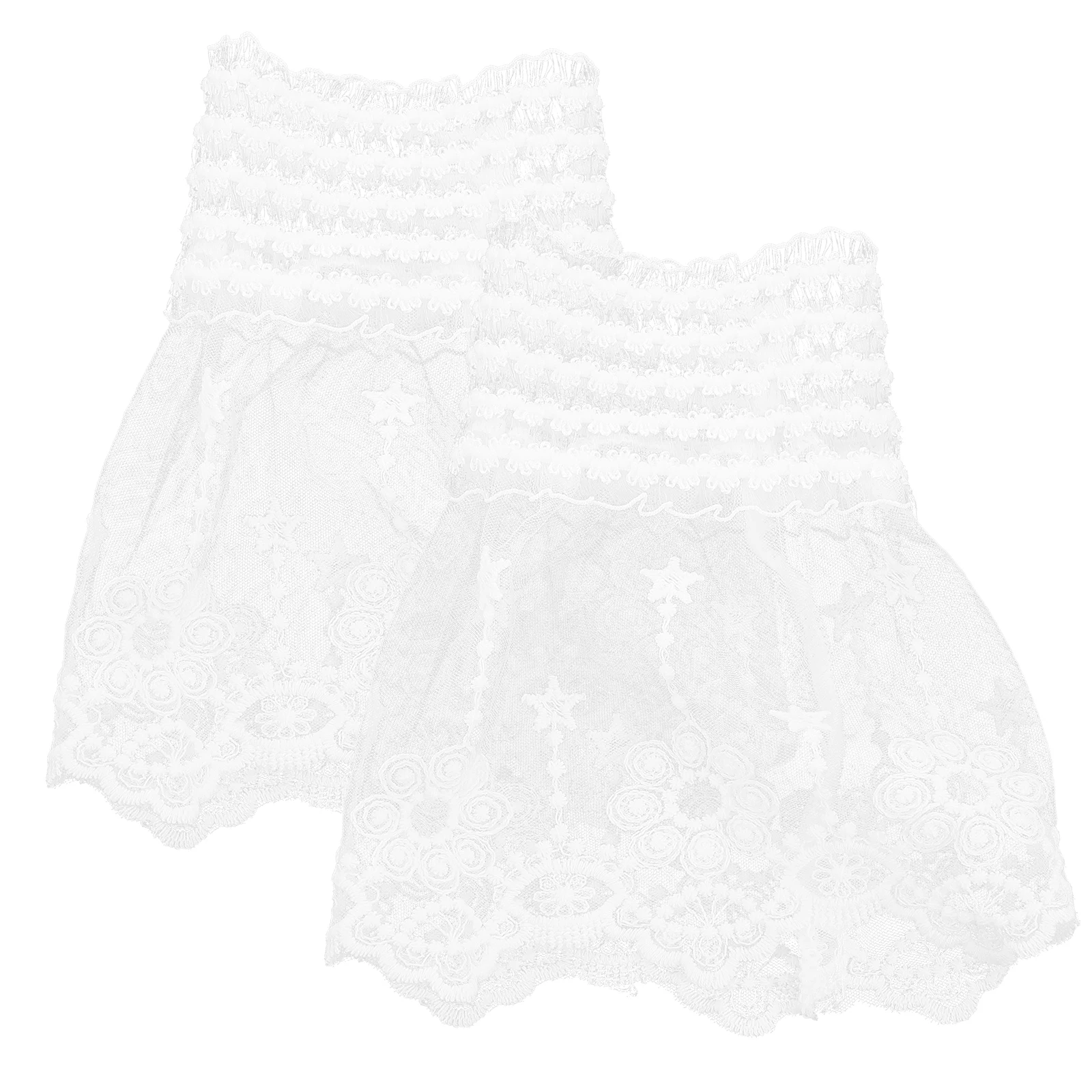 الدانتيل المعصم الكفة الأكمام كاذبة النسيج H الأصفاد للنساء اللون الأبيض 3D الأزهار الزينة مادة القطن مريحة