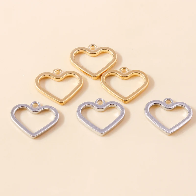 20 Stück 18x16mm Niedliche Gold- und Silberfarbene Legierungs-Herzanhänger für Schmuckherstellung, Halsketten, Ohrringe, DIY-Bastelgeschenk – Detail 7