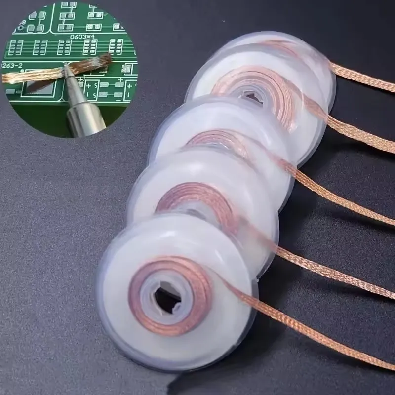

1.0-3.0mm Desoldering Mesh Braid Tape Copper Welding Point Solder Remover Wire Soldering Wick Tin Lead Cord Flux For Soldering