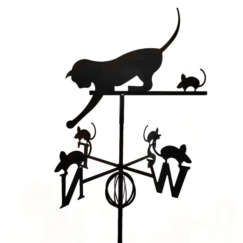 

Cross-border metal handicrafts plug-in new cat and mouse outdoor garden ornament tin animal wrought iron direction mark