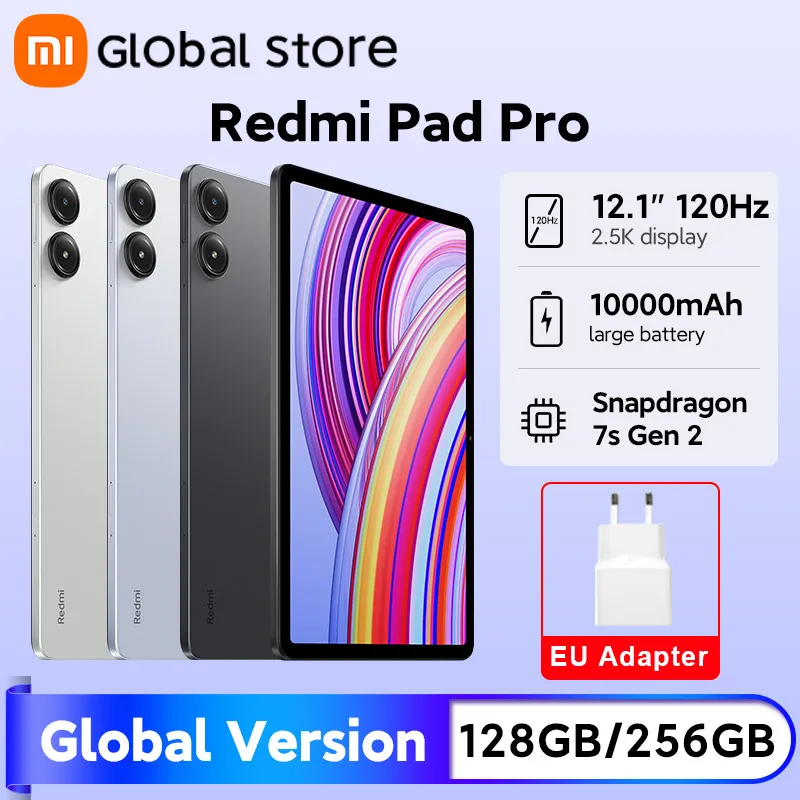 Global Version Xiaomi Redmi Pad Pro 128GB / 256GB ROM 10000mAh Battery Snapdragon 7s Gen 2 CPU 8MP Camera 33W fast charge