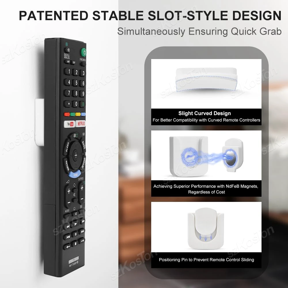 Remote Control Holder Magnetic Wall Mount Stand Upgraded Organizers Storage Self-Adhesive TVs Remote Holder for Bed, Back of TV