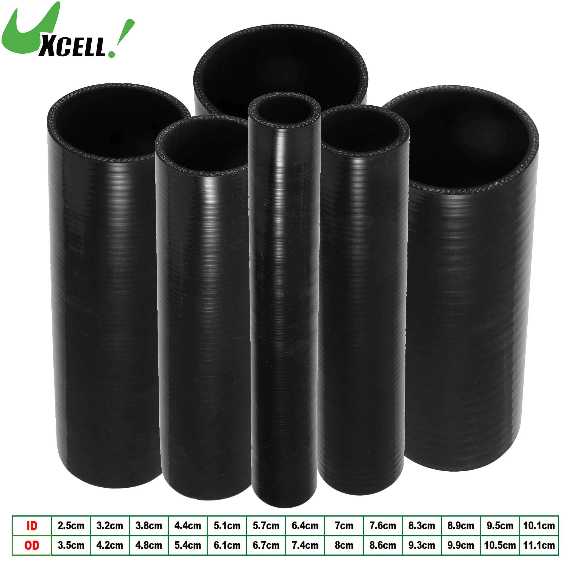 

UXCELL 2.5cm-10.1cm ID Car Straight Coupler Silicone Hose Front Intake Reducer Intercooler Silicone Tube 4-Ply 12'' Black