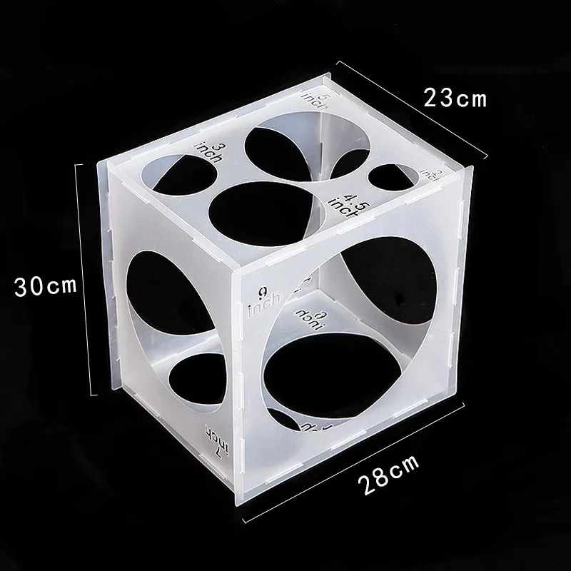 Collapsible Plastic Balloon Sizer Box Cube, Balloon Size Measurement Tool for Balloon Decorations