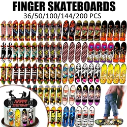 36-160Pcs Fingerboard Finger Mini Skateboard Toy Finger Boards Set with Double Sided Pattern Creative Novelty Finger Toys