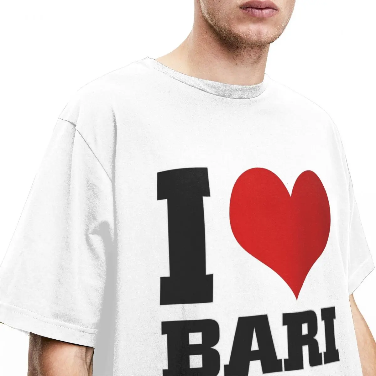 I Love BARI Manga curta Vintage T-shirt, Novidade Tees, 100% algodão, gola redonda, Top extragrande, Verão