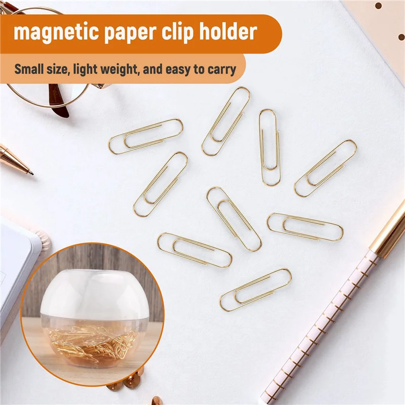 Золотые скрепки для бумаг элегантного магнитного мраморного белого цвета, 28 мм, 100 скрепок в коробке