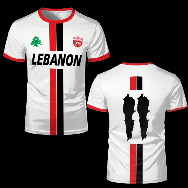 Fashion Lebanon Flag Graphic Football Jersey Summer Sports 3D National Emblem Printed Mens T Shirts Casual Streetwear Loose Tees