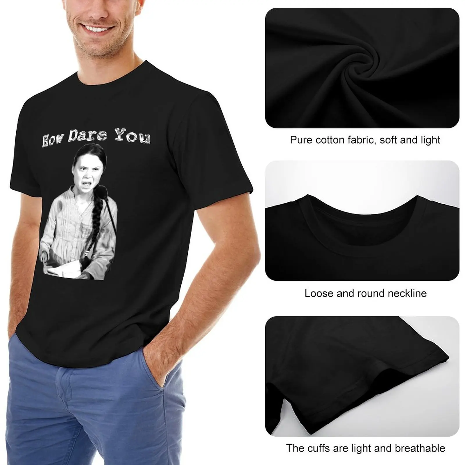 Men's t-shirts brand summer  tshirt Greta Thunberg | How Dare You | T-Shirt o-neck t shirt tops mens clothing