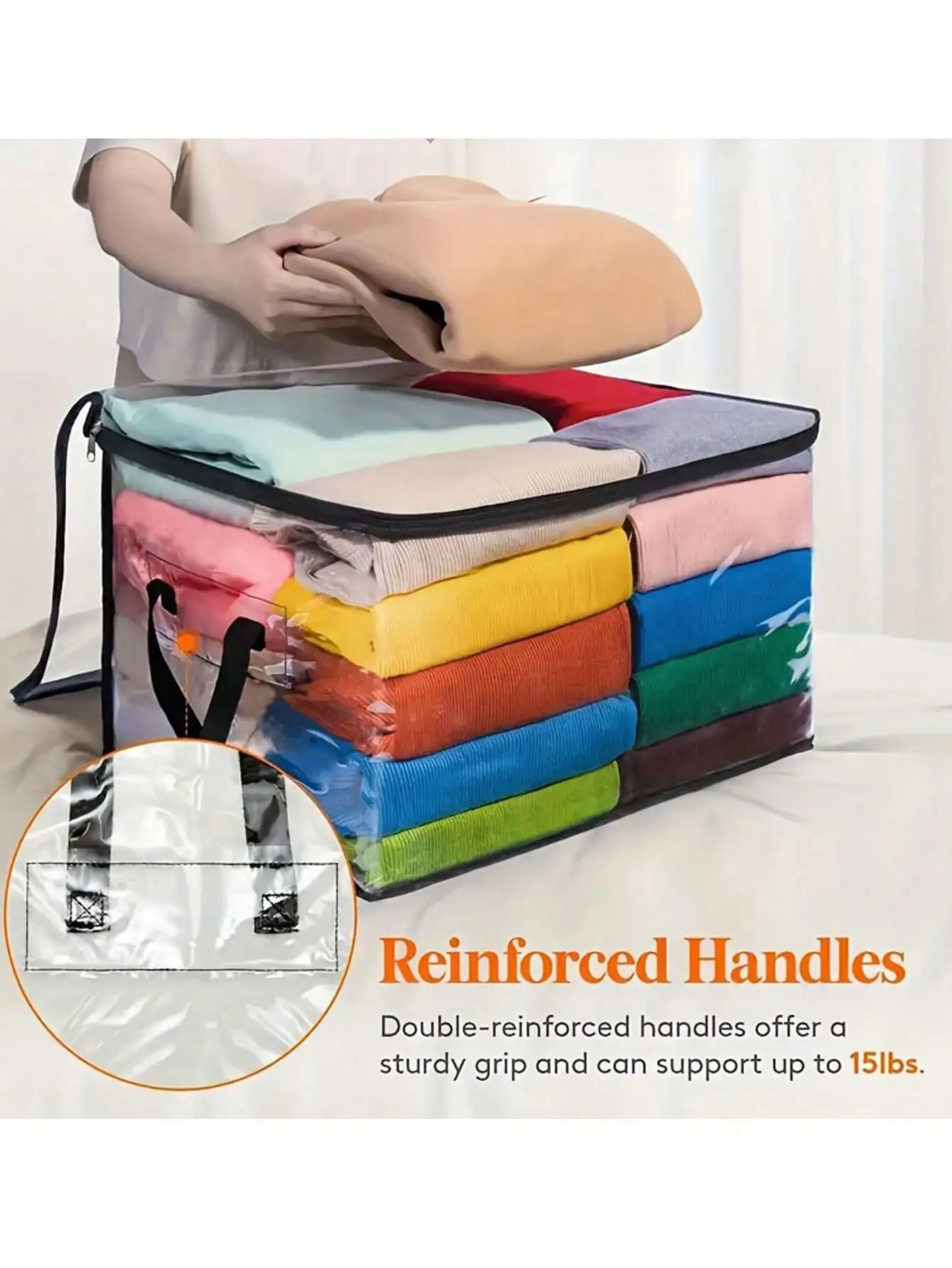Clear Blanket Storage Bags with Zipper, Plastic Storage Bags for Closet Clothes Comforter Toys Sweaters Bedding, Bed Organizers view 3