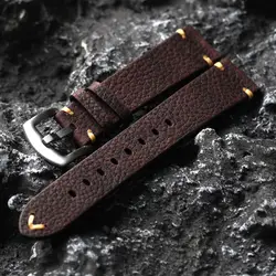 Handmade Lychee grain cowhide leather strap 18 19 20 21 22MM vintage men's genuine soft leather