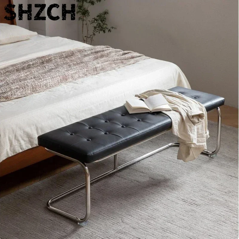 Minimalist Hallway Ottoman Bedroom Bed End Stools Light Luxury Entryway Bench Multi-Functional Dining Chair for Small Spaces