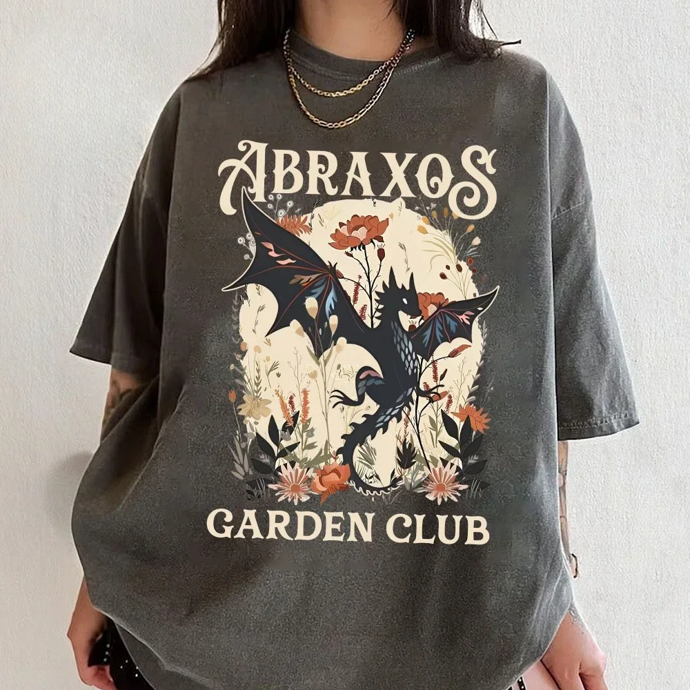 Abraxos Flower Garden Club Colors Printed Shirt_ T Shirts Cotton Casual Loose Women Male Streetwear Short Sleeve O Neck Top Tee