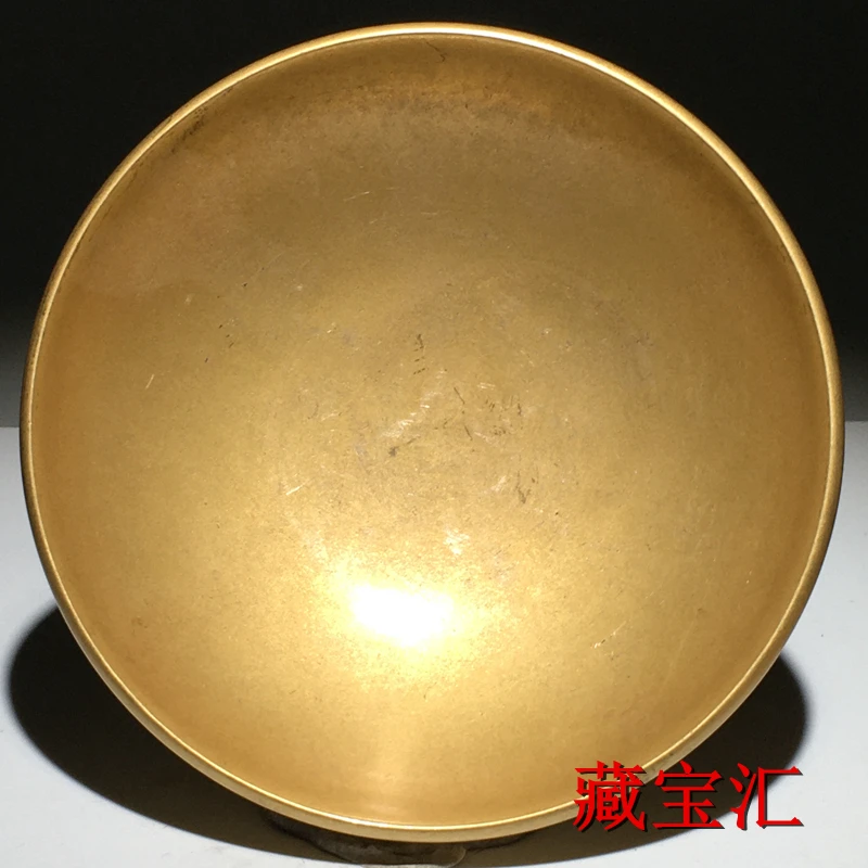 Collection of pure copper gilt Fu Lushou large ornaments rich bowl nostalgic home decorations.