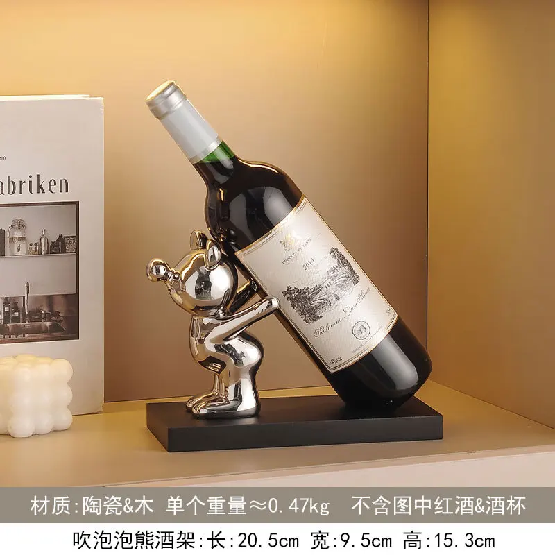 Creative and Violent Bear Wine Rack, Wine Cabinet, Luxury Home, Living Room, Entrance, Meal Side Cabinet, Wine Tray Decoration