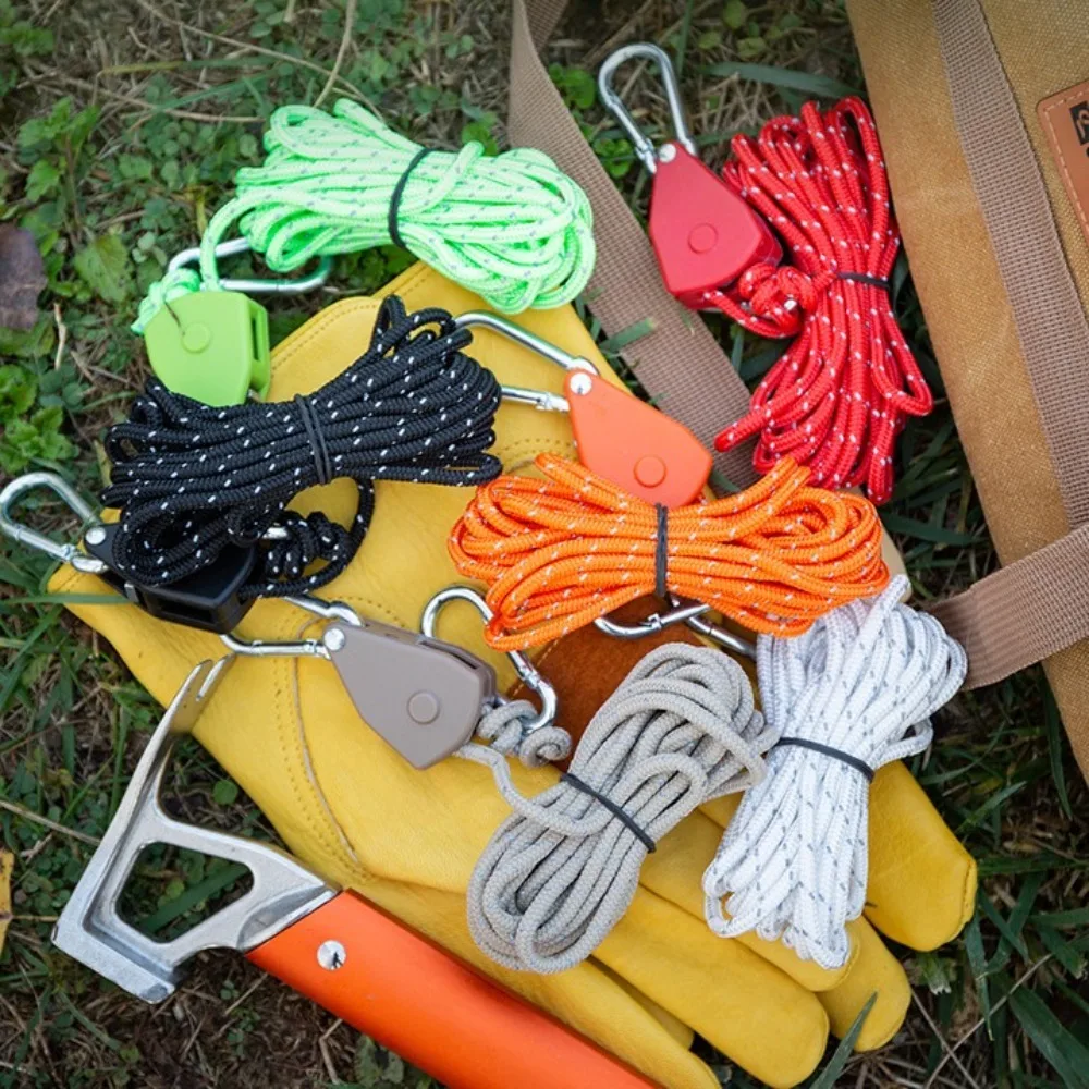 

Durable Hiking Reflective Camping Tent Rope 5M 6mm Tent Wind Rope Windproof with Hooks Tent Fastener Rope Survival