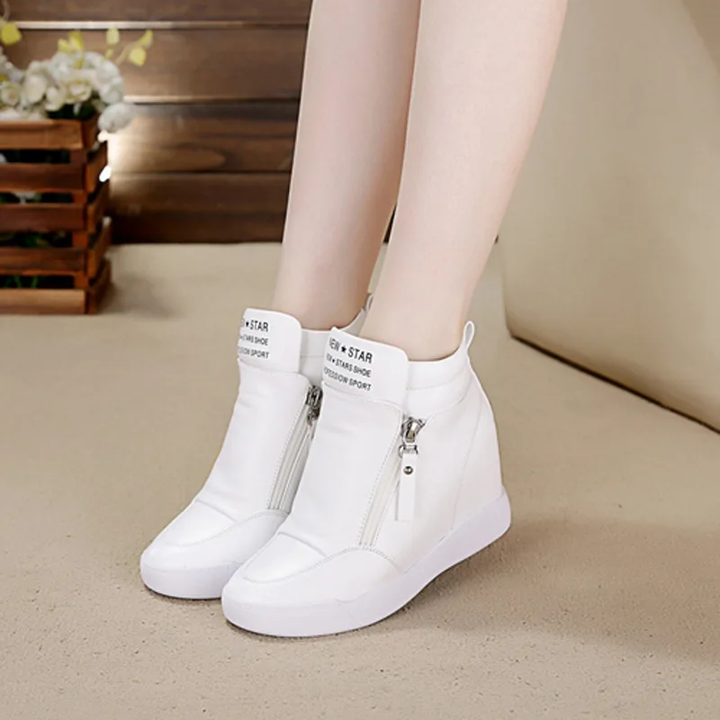 Rhinestone Sneakers Elevator Shoes Wedges Shoes For Women Increase Within Casual Shoes Women Black Sneakers Chaussures Femme