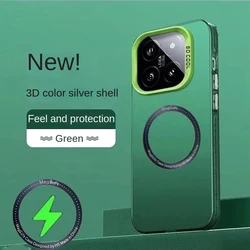 For Magsafe Wireless Charging Matte Frosted Case For Xiaomi 14 13 13T 14T Pro Color Semi-Transparent Shockproof Protection Cover