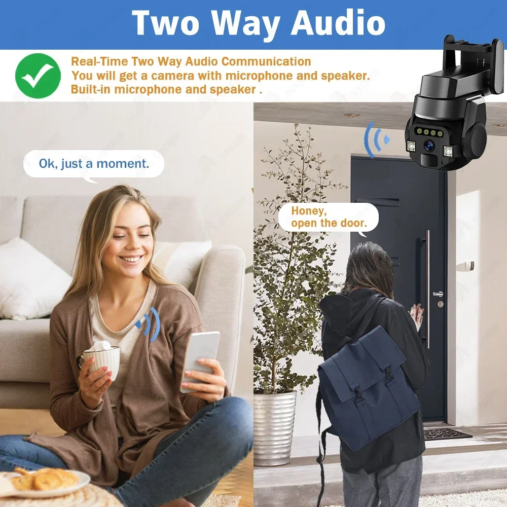 Tuya Smart 5MP PTZ WiFi IP Telecamera wireless Protezione di sicurezza esterna Telecamera di localizzazione automatica Telecamera di videosorveglianza CCTV